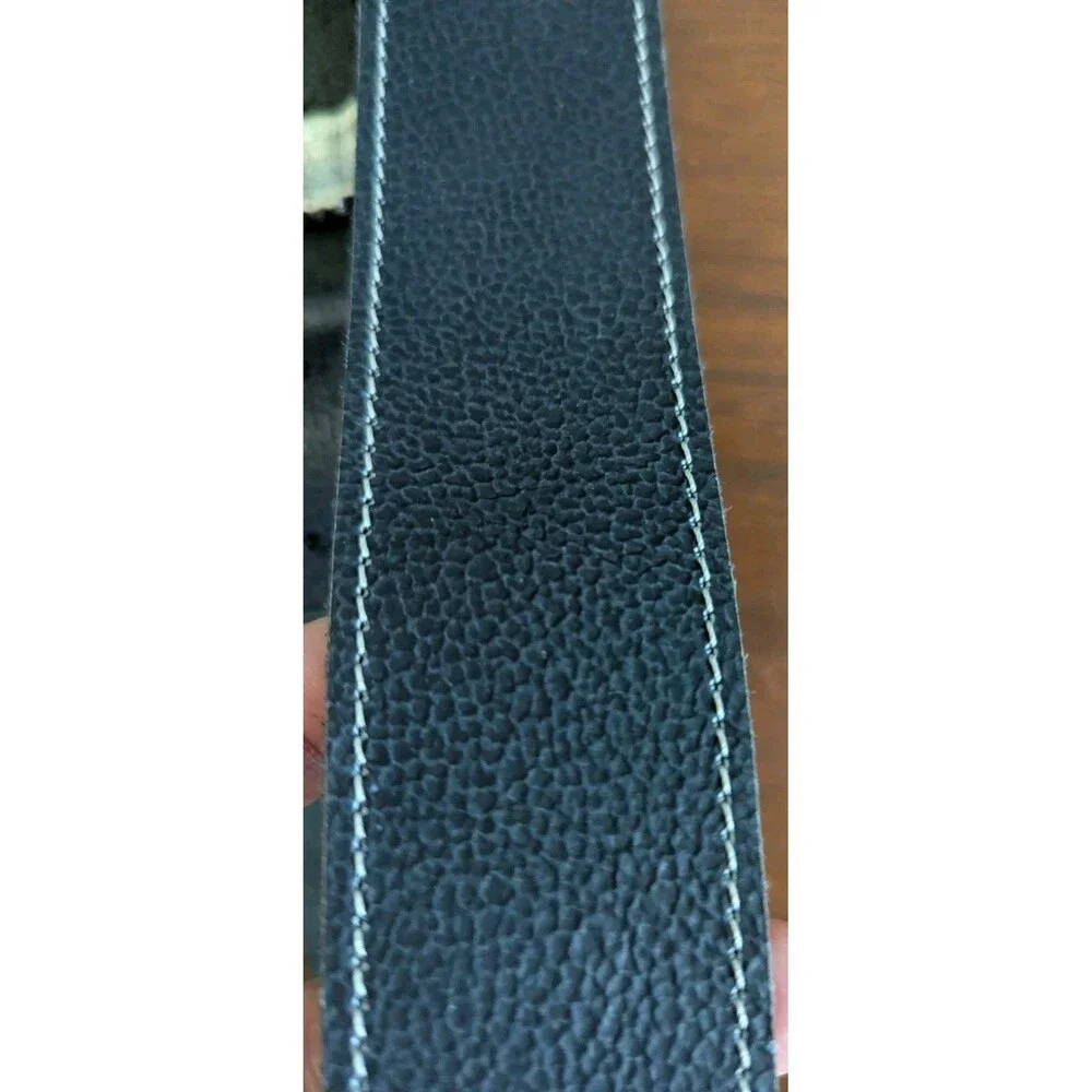 Vintage Italian Leather Belt Womens M Black Pebbled Ornate Pewter Buckle 34-38